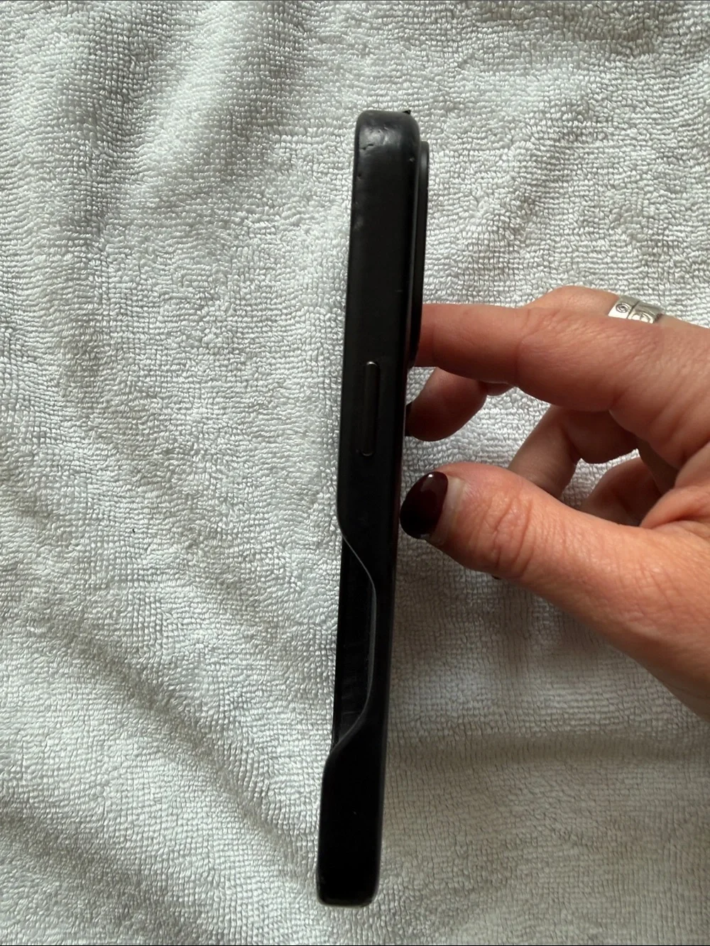 Genuine Leather iPhone 16 Pro Case Black Embossed AB Monogram Luxury